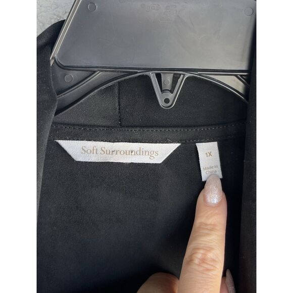 Soft Surroundings Faux Suede Open Draped Cardigan - 1X- Black - Picture 5 of 7